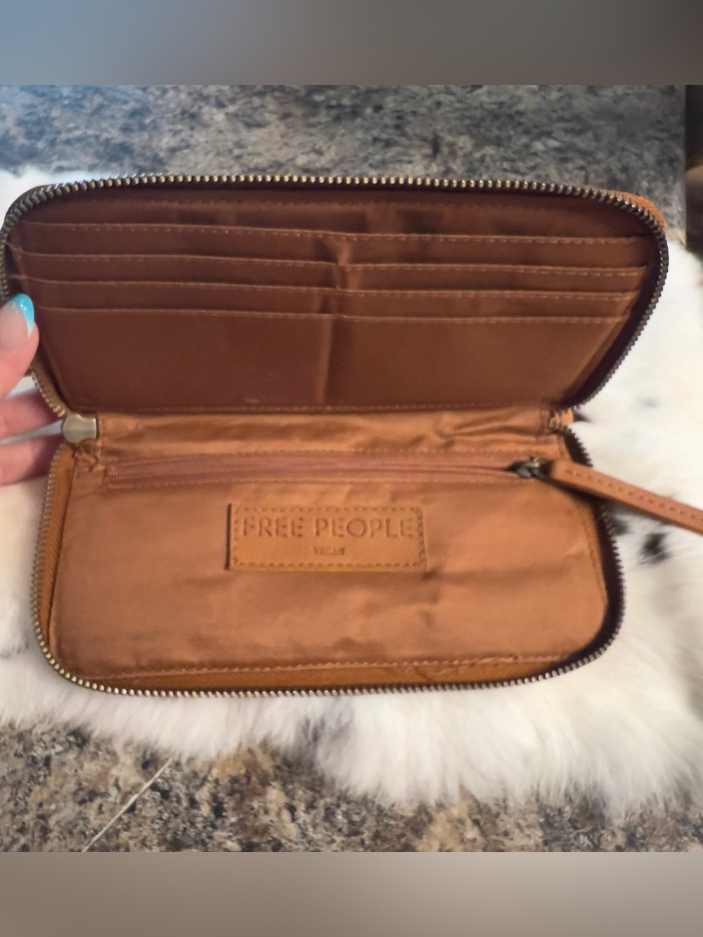 Free People vegan  Zip Wallet Clutch - Tan - Picture 2 of 3